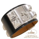 エルメス コリエ・ド・シアン ブレスレット L クロ ボックスカーフ シルバー金具 HERMES Collier De Chien Bracelet L NOIR(89) Box Calfskin Silver