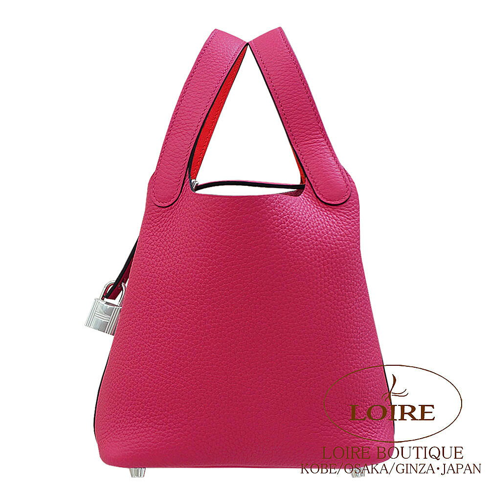 エルメス ピコタンロック エクラ PM ローズメキシコ×ルージュドクール クレマンス×スイフト シルバー金具 HERMES Picotin Lock Eclat PM ROSE MEXICO(0D)/ROUGE DE COEUR(S3) Clemence/Swift Silverのサムネイル