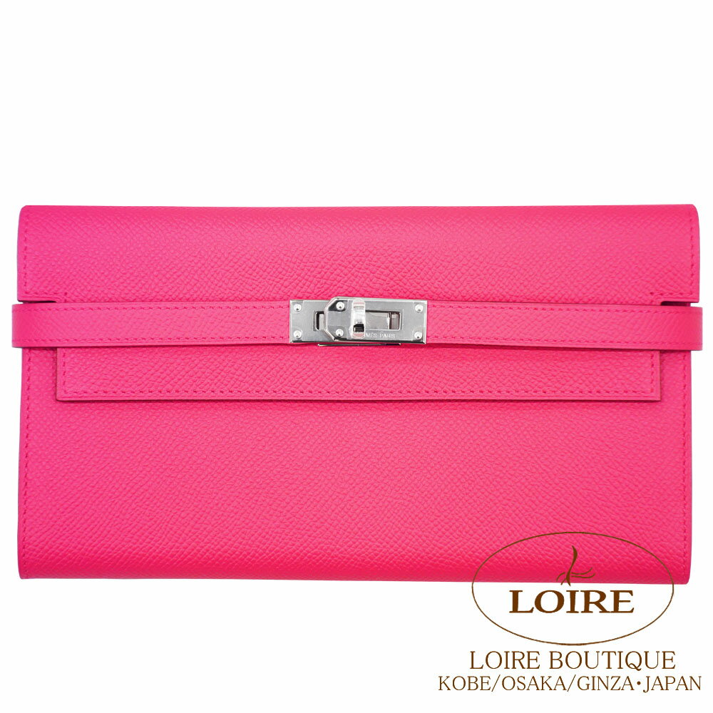 エルメス ケリーポルテヴァリュル ロング ローズエクストレーム エプソン シルバー金具 HERMES Kelly porte Valeurs Long ROSE EXTREME(I6) Epsom Silver