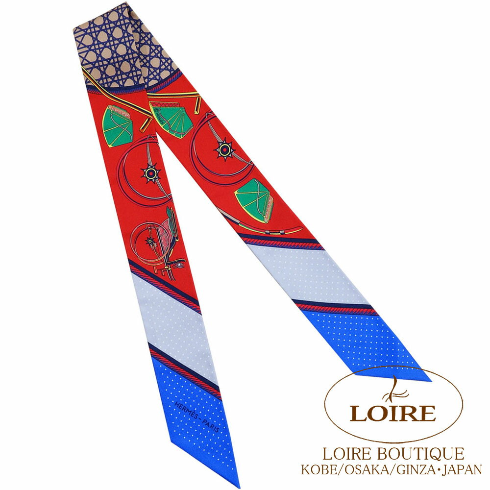 エルメス トゥイリー 折り畳み式ほろの馬車 ルージュ×ブルー×グリ シルク HERMES TWILLY Les voitures a Transformation ROUGE/BLUE/GRIS Silk