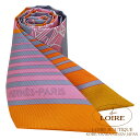 GX gDC[ GNXuX O~IW~[Y VN HERMES TWILLY SOIE EX-LIBRIS GRIS/ORANGE/ROSE Silk