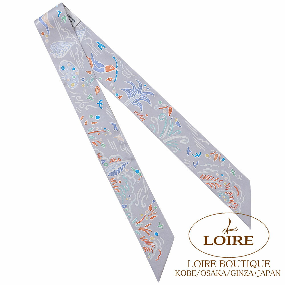 エルメス トゥイリー 春の島 グリペール×グレナディン×ブルー シルク HERMES TWILLY ISOLA DI PRIMAVERA GRIS PERLE/GRENADINE/BLEU Silk