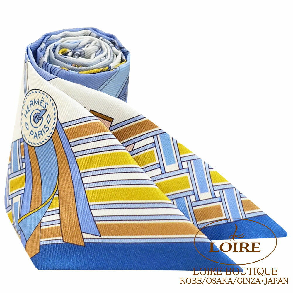 エルメス トゥイリー 馬勒とチャーム ブルージーン×シロ×ミール シルクHERMES TWILLY BRIDES ETGRIS GRIS BLEU JEAN/BRUN/MIEL Silk