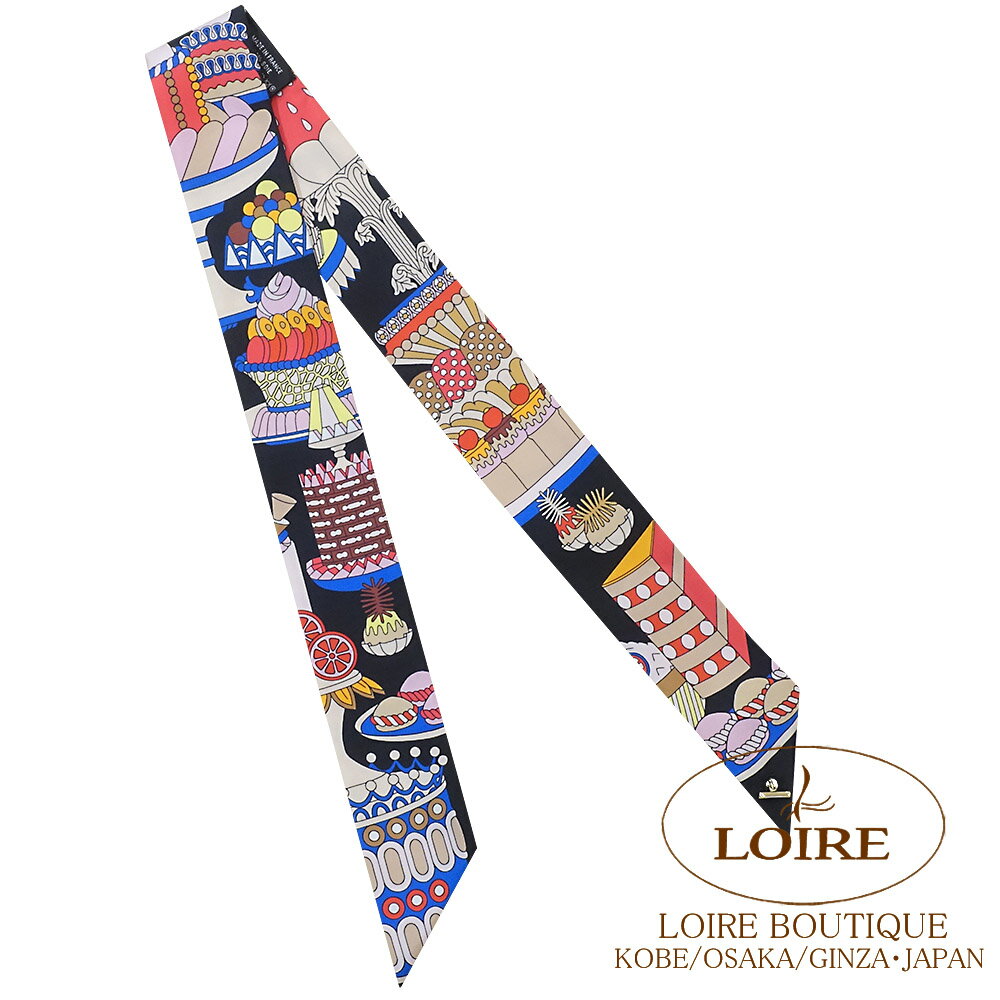 ����᥹ �ȥ����꡼���㡼�� �ѥƥ����꡼���ե�󥻡��� �����ߥ����ߥ֥롼 ���륯 HERMES TWILLY CHARM PATISSERIE FRANCAISE NOIR/BLANC/BLEU Silk