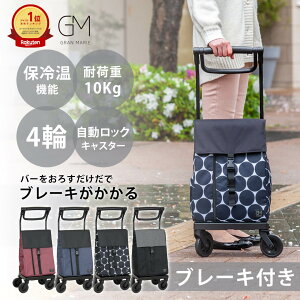 【楽天1位】GRANMARIE ショッピングカート キャリーカート キャリーバッグ お買い物カート おしゃれ 買い物中 人気 レディース 女性 高齢者 若者 ブレーキ付き 4輪 横押し 保冷保温 21L ブラック ネイビー ワイン グランマリー GM-124st 母の日 敬老の日 プレゼント