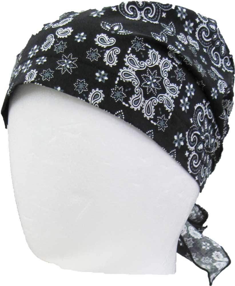 子ども用 バンダナキャップ スカーフターバン（キャップ帽子）黒地にバンダナベイズリー柄デザイン 運..
