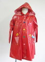 レインコート（赤地に傘を持っている女の子のアップリケ） おしゃれ 雨具 かわいい レイングッズ 女の子