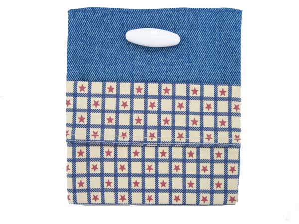 オリジナル付けポケット（安全ピン付）デニム×斜め並び星柄入園 入学 幼稚園 保育園 小学校