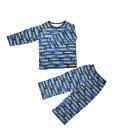 ルームウェア パジャマ 上下セット 長袖長ズボン ネイビー×新幹線柄 100cm〜140cm 夜 お泊り 宿泊行事 幼児 園児 小学生