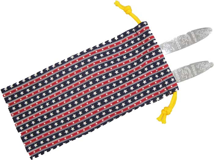 カトラリーケース(ストライプスター柄)　子供用 ハンドメイド 　スプーン・フォーク入れ　カトラリー入れ(巾着袋　小　入園　入学　ランチ　ピクニック　遠足　給食 ★入園入学ロリポップ★