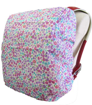 ランドセルカバー(パープル×ミニフラワー柄 )ランドセル レインコート カバー 雨対策 雪 入園 入学 通園 通学 登校 下校 天気 小学校