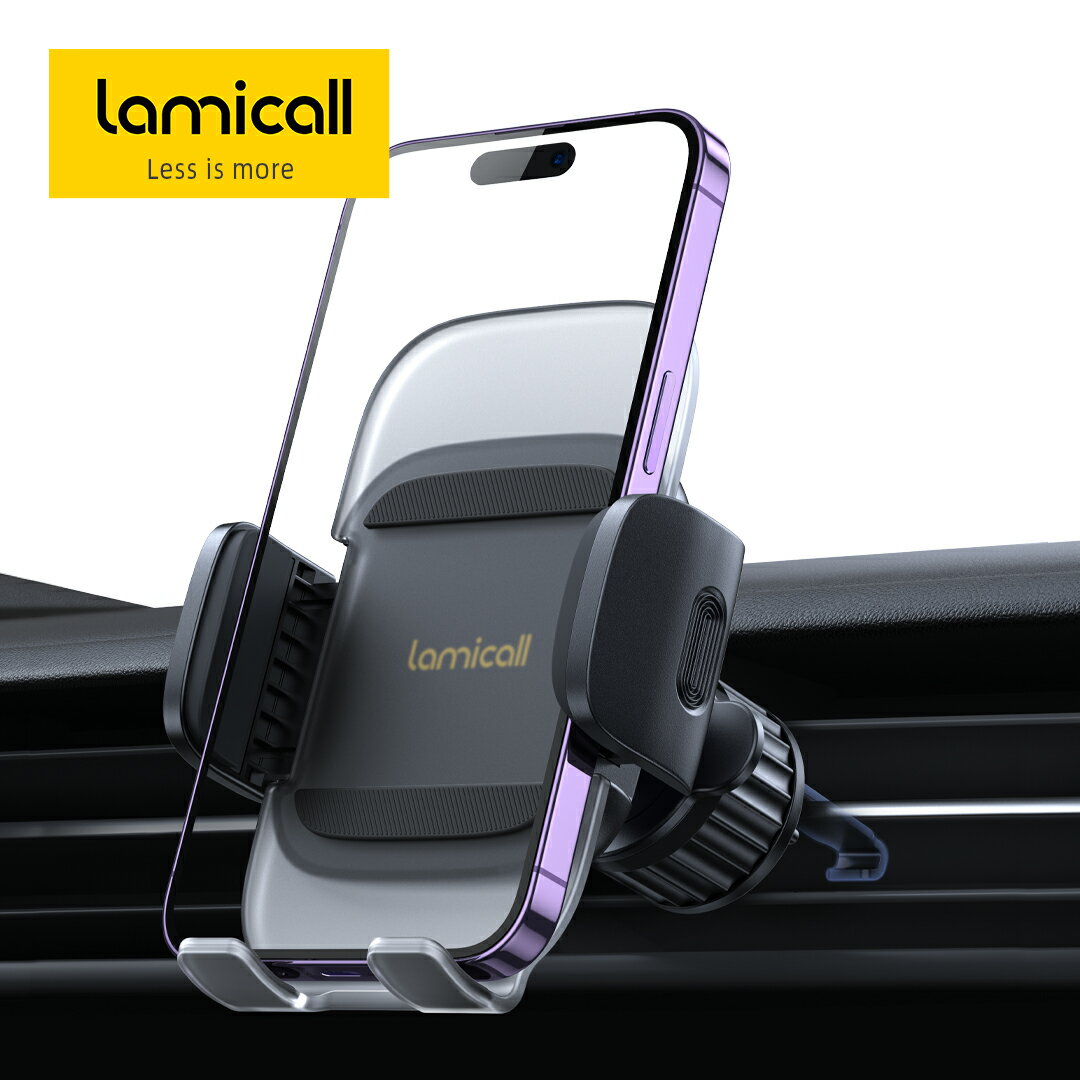 【SS期間限定20％OFF】360° 車載スマホホルダー 吹き出し口 Lamicall 片手操作 半透明 アルミフック 取付簡単 360度回転 クリップ式 エアコン ルーバー 落下防止 スマートフォン アイフォン アイホン iPhone 15 14 plus pro promax 13 12 11 android 全機種対応