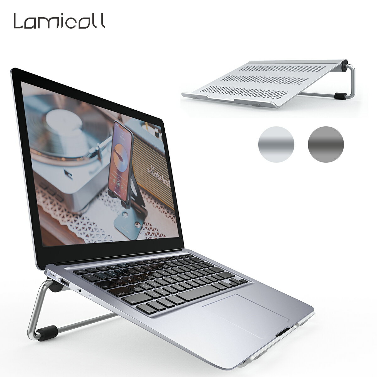ノートパソコン 冷却 スタンド テレワーク ノートPC 冷却台 ラップトップ 置き 卓上 ノートPC台 アルミ 熱対策 11-17インチ アップル マック ブック エア プロ Mac book 台 MacBook Air Pro 11 13 15 17インチ Surface Dell Lenovo対応