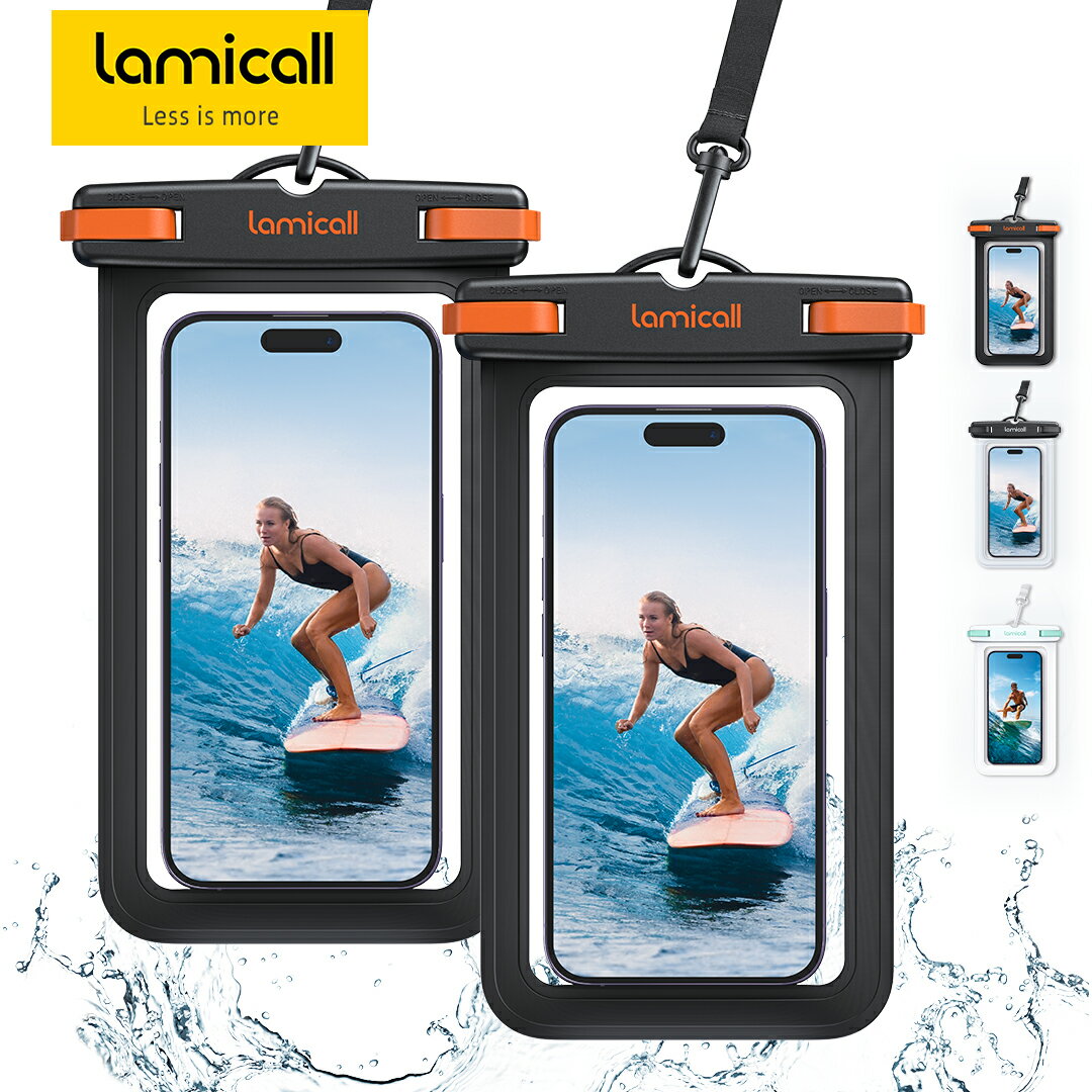 【2個入り 1年保証】スマホ防水ケース 2枚セット Lamicall公式 スマホ 防水 ケース カバー IPX8 完全防水 プール 海 温泉 お風呂 水泳 釣り 水中撮影 夏 顔認証 ストラップ 首かけ 携帯 アイホン iPhone 17 16 15 14 plus pro promax 13 mini 12 SE Xperia Galaxy Android