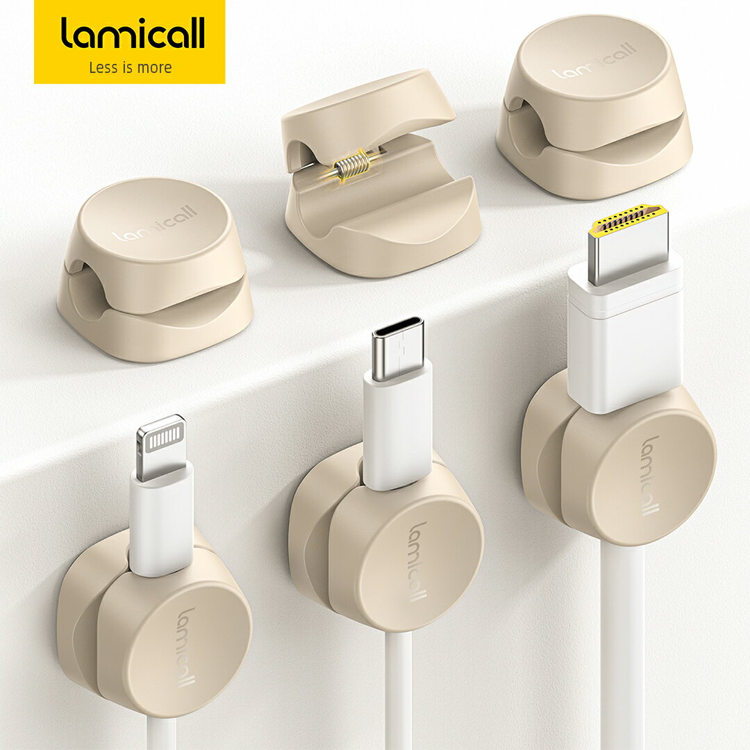【SS期間限定40%OFF】ケーブルホルダー 6個セット ケーブルクリップ Lamicall バネ式 固定 強力粘着 壁 卓上 コード ホルダー コードクリップ USB 配線 収納 まとめ 貼り付け かわいい 垂直 デスク すっきり 整理 Type-c 充電ケーブル 電源コード スムーズ調整可能