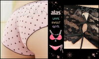 ハート柄×レース☆あま〜いけどセクシー♪ロリ系フルバックショーツ単品(ピンク×ブラ...