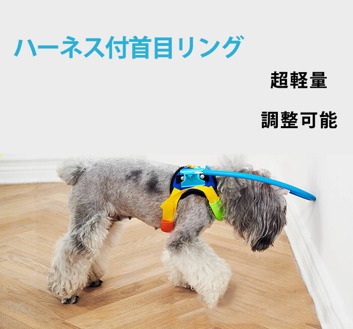 盲目リング フェイスガード セーフリング 盲犬杖 衝突防止 調整可能 XXS～Lサイズ 保護ベスト ストレス解消 超軽量 通気性 快適 犬 猫 高齢犬 目の不自由 白内障 視覚障害 在宅ケアー リング ハーネス ダブルバックルデザイン お散歩・お出かけ用のサムネイル