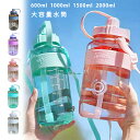 水筒 大容量 2リットル 1.5L ボトル ウォーターボトル 透明 漏れ防止 直飲み ストロー 目盛り 持ち手付き 携帯便利 耐熱 夏水筒 スポーツボトル 軽量...