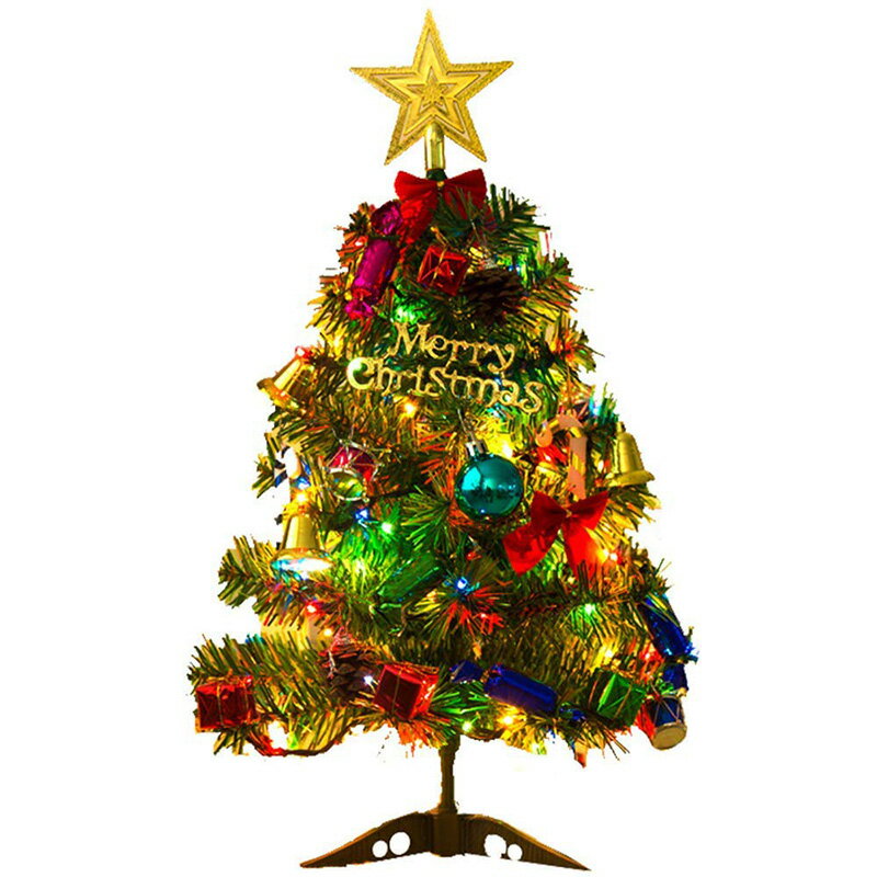 クリスマスツリー50cm卓上ミニツリークリスマス飾りLEDイルミネーション20点セットオーナメントおしゃれキラキラ雰囲気満々暖かい簡単な組立品飾り部屋商店おもちゃプレゼント送料無料