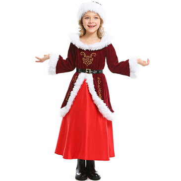 サンタ服 キッズ サンタコスプレ ワンピース 女の子 サンタクロース フード付き クリスマス コスチューム 仮装 演出服 子供服 サンタ衣装 キッズ服 コスプレ パーティー プレゼント 女の子 クリスマス