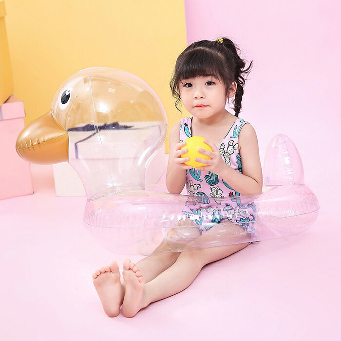 子供浮き輪ベビー用うきわダックフロートO字型タイプ/乗れるタイプ浮き具クリア水遊びプール水泳足入れ赤ちゃんキッズ子供座付き海お風呂かわいい夏可愛いビーチ【配達日時指定不可】