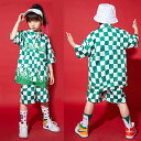 子供服 セットアップ チェーク柄 ダンス衣装 キッズ 上下セット スポーツウエア パンツセット ジャケット ヒップホップ ファッション 半袖 女の子 男の子 ジ...