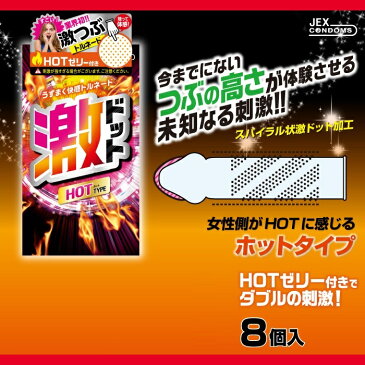 【メール便で送料無料】激ドット ホットタイプ ロングプレイタイプ 8個入セット/ジェクス/コンドーム/避妊具/condom