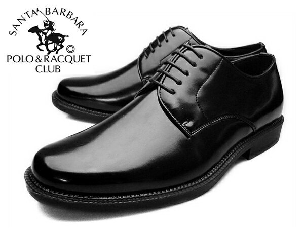 【 SSS 】 SANTA BARBARA POLO＆RACQUET CLUB（サンタバーバラ　ポロ＆ラケットクラブ）メンズ ビジネスシューズ プレーントゥ ラウンドトゥ革靴 紳士靴 ブラック 黒 polo-1121 就活 靴 くつ