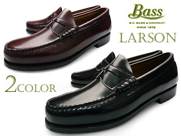 G.H.BASS WEEJUNS LARSON BLACK BURGUNDY バス メンズ ローファ ...