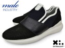 メンズ スニーカー 本革 スリッポン ブランド MALE INDUSTRY イタリア BLACK ブラック 黒 パンチング EXTRALIGHT SOLE エク...