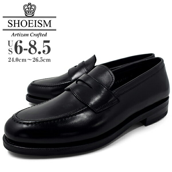 SHOEISM 02121WD BLACK 革靴 メンズ ローファー ビジネスシューズ カジュアル ビジカジ トラッド グッドイヤー 本革 …