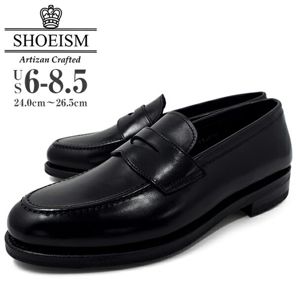 SHOEISM 02121WD BLACK 革靴 メンズ ローファー ビジネスシューズ カジュアル ビジカジ トラッド グッドイヤー 本革 おしゃれ 靴 くつ ブランド シューイズム 男性用 紳士靴【ビジネスシューズ ブラック】 父の日【メンズ ローファー】
