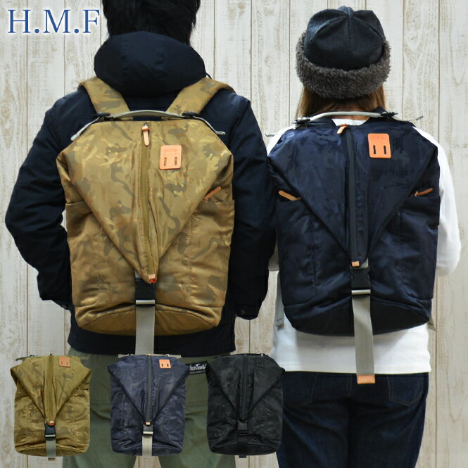 H.M.F ハートメイドファクトリー ピーターキャップ リュックサック バックパック メンズ レディース 黒 紺色 黄色 迷彩柄 ブラック ネイビー マスタード カモフラージュ 日帰り旅行 23L 送料無料 kbn10
