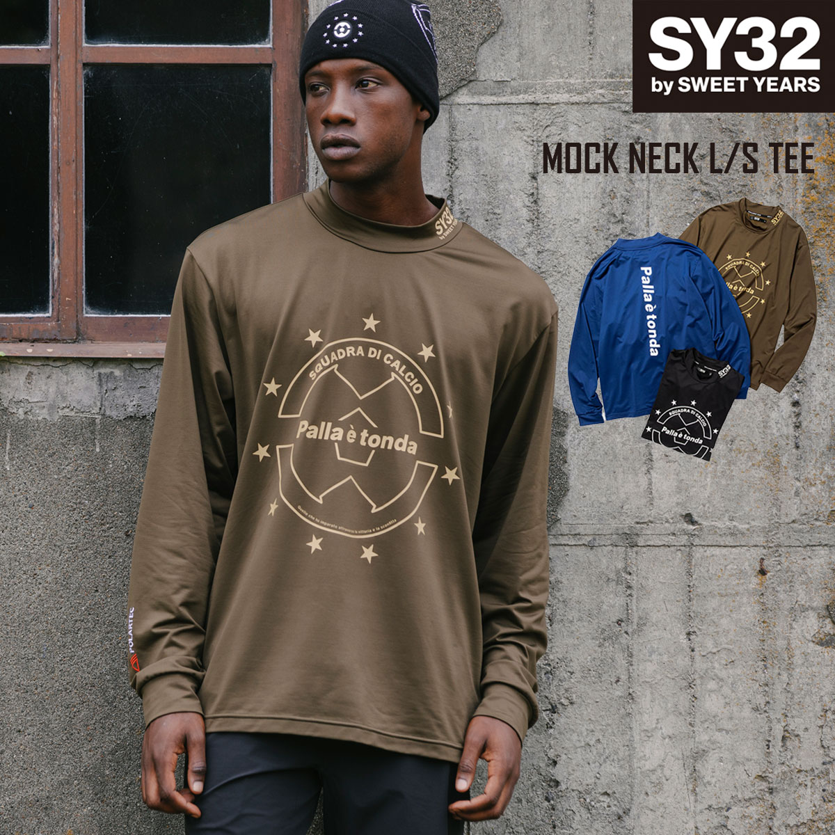 Tシャツ ロンT 長袖 モックネック ストレッチ 軽量 吸汗性 アクティブシーン S/M/L/XL/XXL LL/3L ◆MOCK NECK L/S TEE◆ SY32 by SWEET YEARS エスワイサーティトゥバイスウィートイヤーズ [12553]のサムネイル