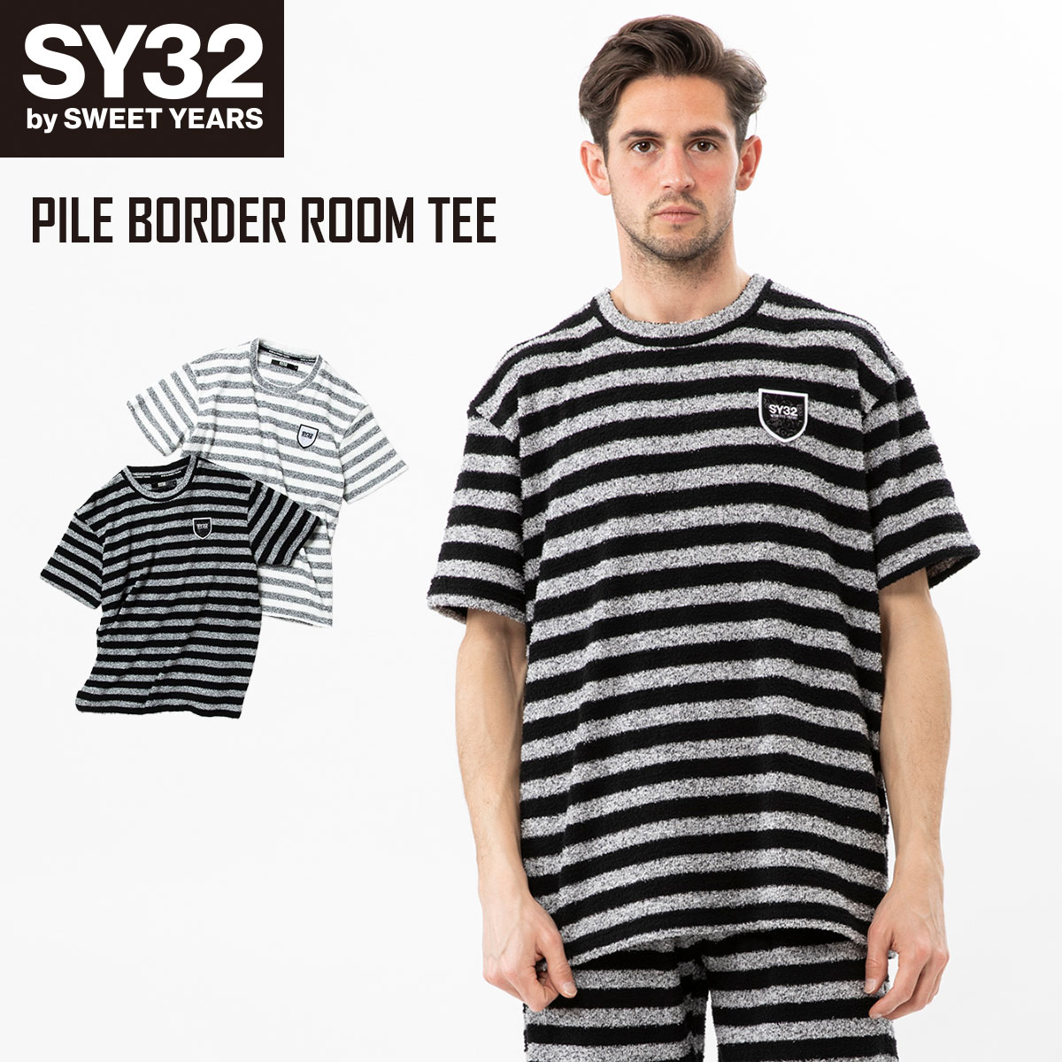 ڳŷѡSALEоݾʡT Ⱦµ ܡѥ ޥ륦 S/M/L/XL/XXL LL/3L PILE BORDER ROOM TEE SY32 by SWEET YEARS 磻ƥȥХȥ䡼 [12240]