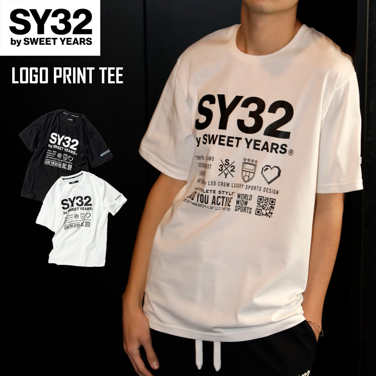 ڳŷѡSALEоݾʡT Ⱦµ եȥ ꥳåڥ S/M/L/XL/XXL LL/3L LOGO PRINT TEE SY32 by SWEET YEARS 磻ƥȥХȥ䡼 [12243M]