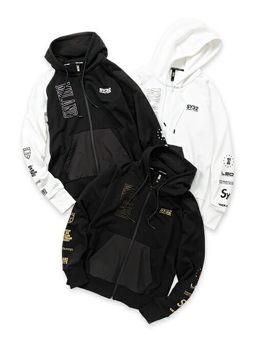 パーカー フーディー ジップフーディー ストレッチナイロン S/M/L/XL/XXL LL/3L ◆TEXTURE MIX ZIP HOODIE◆ SY32 by SWEET YEARS エスワイサーティトゥバイスウィートイヤーズ 