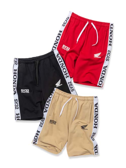 ロゴテープスウェットパンツ[SY32 x Hondaコラボ]◆LOGO TAPE SWEAT SHORT PANTS◆SY32 by SWEET YEARS エスワイサーティトゥバイスウィートイヤーズ [A120-011]