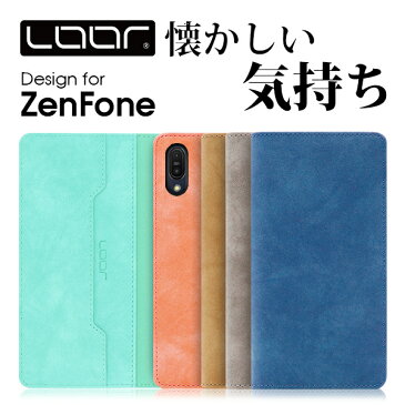 LOOF Vintage ZenFone Max Pro M2 ケース 手帳型 ZenFone5 手帳型ケース L1 手帳型カバーZB631KL ZB634KL ZB633KL ZB602KL ZA550KL ZB555KL ZC600KL ZS620KL ZE620KL ZB570TL ZC520KL ASUS ゼンフォン スマホケース カバー 左利き カードポケット スタンド シンプル