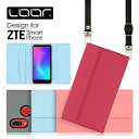 LOOF STRAP ZTE Libero 5G S10 ケース カバー a1 Axon 10 Pro 5G ケース カバー 手帳型 スマホケース スマホショルダー ショルダー 肩掛け 斜め掛け ストラップ カード収納 カードポケット シンプル 定番