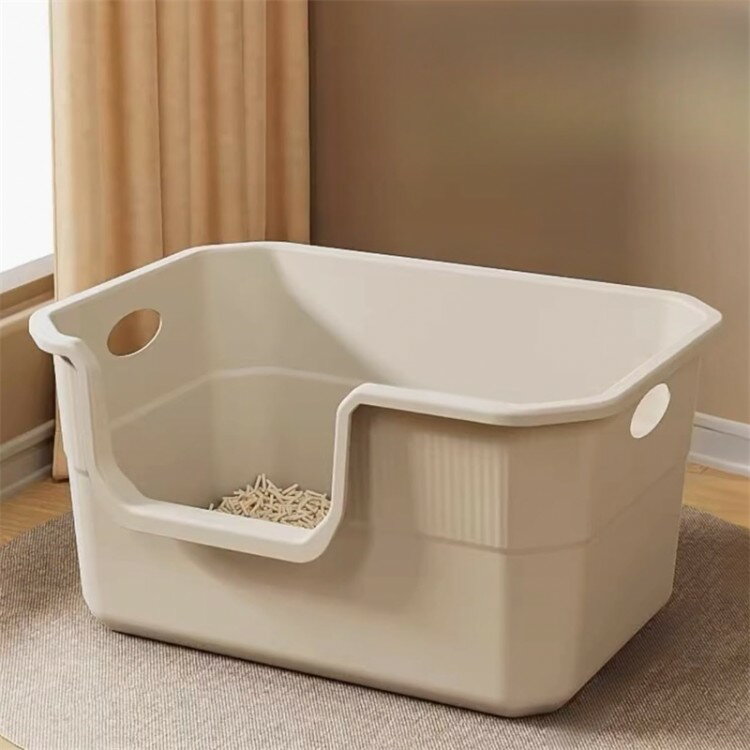 猫用トイレ 大型 オープンタイプ 大きい猫 多猫 トイレ本体 簡単掃除 清潔 飛散防止 一体成形 幅42×奥2..