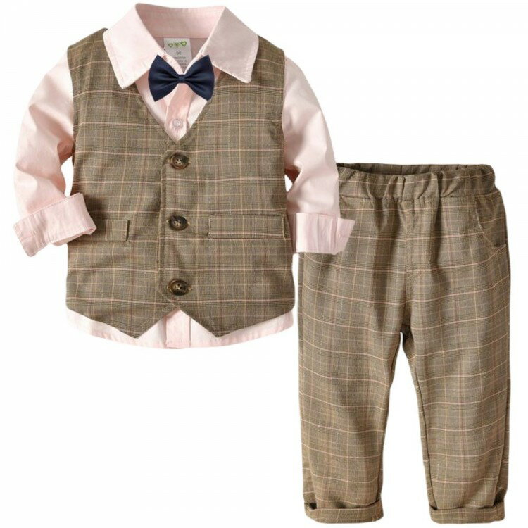 スーツ セットアップ 3点セット フォーマル ベスト ジレ 長ズボン シャツ キッズ 男の子 女の子 子供服 おしゃれ チョッキ 蝶ネクタイ ロングパンツ 発表会 入学式 入園式 セレモニー