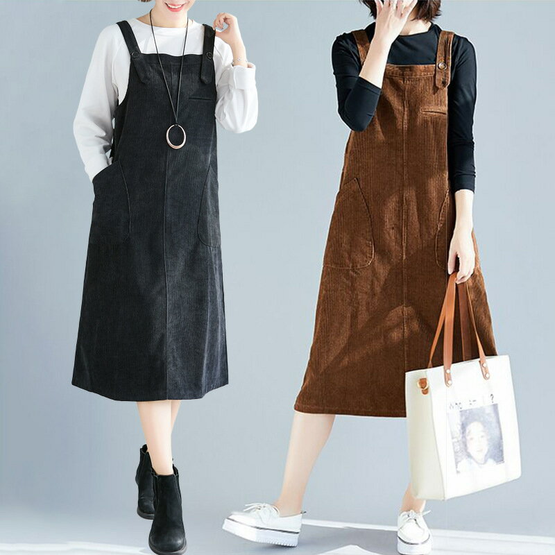 サロペット ジャンパースカート ミディアムサロペット レディース ワンピース 秋冬 コーデュロイ 大きいサイズ 痩せる効果 サロペットスカート