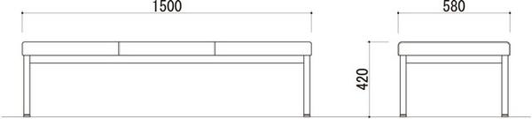 【最大1万円クーポン7/4-11】 【法人限定】 ロビーチェア LZ-1500 背なし ベンチタイプ 長椅子 LOOKIT オフィス家具 インテリア [2]