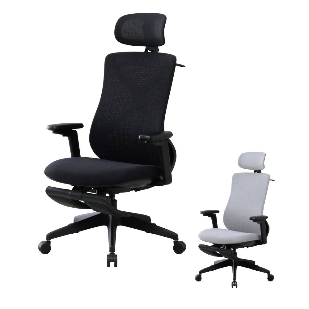【P5倍5/5 13-15時&最大1万円クーポン5/5】 CKS4 オフィスチェア フットレスト付き ブラック グレー キャスター付き ハンガー付き 肘付きチェア アーム付きチェア デスクチェア 事務用チェア オフィス CKS4