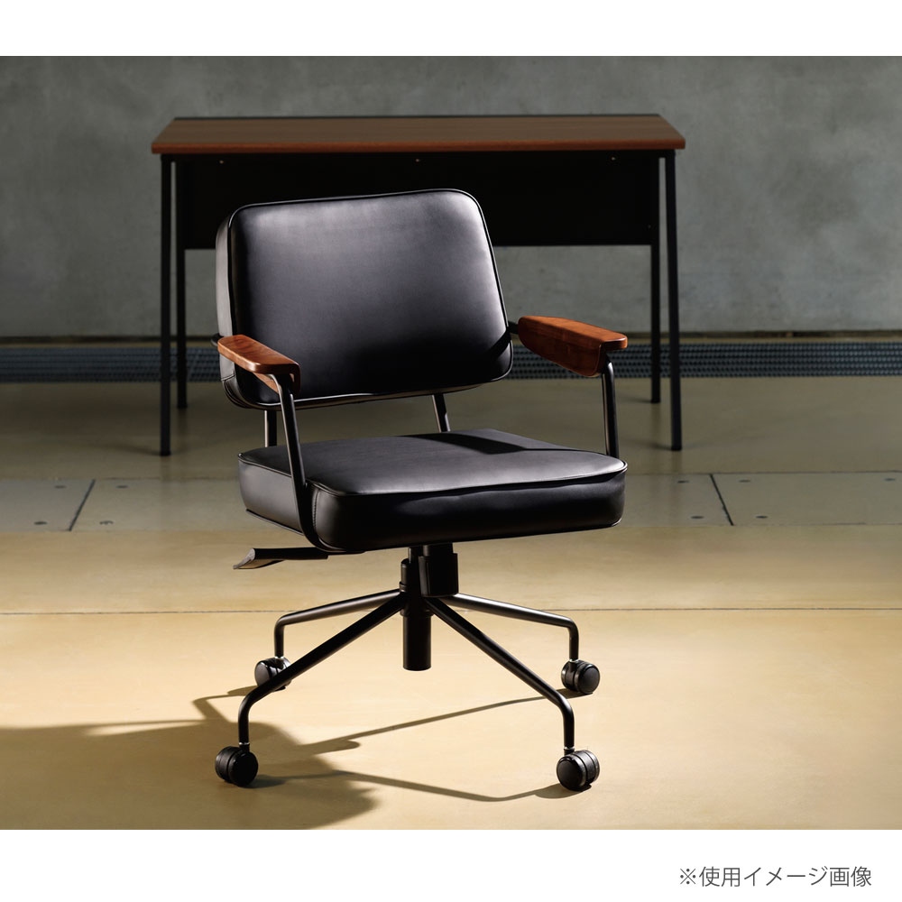 【法人送料無料】 チェア 合成皮革張り スチール脚 天然木肘 ポリウレタンレザー 座昇降機能 ロッキング機構 デスクチェア ワークチェア オフィス 在宅勤務 CWC1
