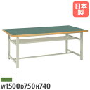 【P5倍5/25 13-15時&最大1万円クーポン5/23-26】 【法人送料無料】 作業台 幅1500×奥行750×高さ740mm ロンリウム天板 均等耐荷重150kg ワークテーブル 作業テーブル 教育施設 工場 作業場 日本製 OHM-1575-L LOOKIT オフィス家具 インテリア