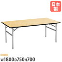 【P5倍4/20 13-15時&最大1万円クーポン4/20】 【法人送料無料】 会議用テーブル 折りたたみ 幅1800×奥行750mm ミーティングテーブル ワークテーブル 作業台 打ち合わせ 会社 施設 国産 シンプル ATS-1875 LOOKIT オフィス家具 インテリア