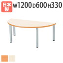 【最大1万円クーポン8/4-10】 【法人送料無料】 学校用テーブル 半円型 幅1200×奥行600×高さ330mm ソフトエッジ巻 児童用テーブル ワークテーブル 児童館 学童 保育園 幼稚園 ER-1260HRZ ルキット オフィス家具 インテリア