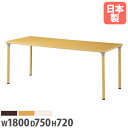 【P5倍5/25 13-15時&最大1万円クーポン5/23-26】 【法人送料無料】ダイニングテーブル 幅1800×奥行750×高さ720mm 抗菌天板 介護福祉施設用 作業テーブル ミーティングテーブル 食堂 休憩室 オフィス FMD-1875(3)